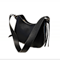 Miniatyrbild 1 av 4: Rent mjukt läder Dam Enkel Tote New Moon Bag Liten underarmsaxelväska (svart)