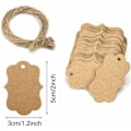 Miniatyrbillede 2 af 5: 100 stk. Kraft-mærker Gavemærker 3x5 cm med jutesnor til bryllup, fødselsdag, valentinsdag, jul (Kraft)