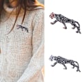 Miniatyrbild 2 av 5: Glittrande Rhinestone Leopard Broscher För Kvinnor Män Lyxkläder Tillbehör Fest Brosch Silver