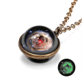 Miniatyrbillede 2 af 2: Glow In The Dark Galaxy System dobbeltsidet glaskuppel planet halskæde vedhæng