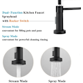 Miniatyrbillede 3 af 5: Køkkenarmatur med Pull Down Spray, Solid Messing Sort Fjederbelastet Kommerciel Køkkenvask Armatur med 10" Montering De