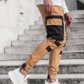 Miniatyrbillede 4 af 5: Colorblock Cargo joggerbukser til mænd Khaki 2XL