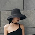 Miniatyrbillede 3 af 4: kvinders sommer solbeskyttelse stråhat i fransk stil black
