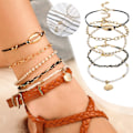 Miniatyrbild 1 av 5: 5 st Bohemian Single Layer Anklet Dam Shell Charm Anklet Beadwork Beach Armband Anklet