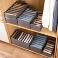 Miniatyrbillede 4 af 5: Kartokner 6 stykker skjorteskuffe arrangør til tøj Non-Woven bærbar opbevaringsboks, sammenfoldeligt rum skab Organi