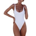 Miniatyrbild 1 av 3: kvinnor Push Up Solid Backless Monokini One Piece Baddräkt Baddräkt White L