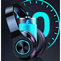 Miniatyrbillede 4 af 4: Sammenfoldeligt headsetkort til trådløs subwoofer belyst Bluetooth headset (sort)