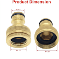 Pikkukuva 3 / 5: Osa messinkiä puutarhahanan liittimet, 1/2&quot; ja 3/4&quot; 2 in 1 naaras jaettu sovitin