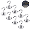 Pikkukuva 2 / 5: Piao 8kpl magneettikoukut Heavy Duty, vahva magneetti koukulla jääkaappiin, superneodyymi ripustukseen, magneettiripustin työkalulaatikolle, risteily, grilli, takki Silver Maximum pulling force 13KG