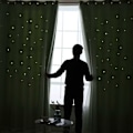 Miniatyrbillede 3 af 3: Stars Voile Mesh Mørklægningsgardiner Soveværelse Home Decor Khaki