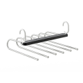 Miniatyrbillede 1 af 5: Udvidelig buksebøjle i rustfrit stål, foldbar multibøjle, skabsbøjleholder, kan udvides til bukser, tørklæder, tøj, håndklæder (sort),
