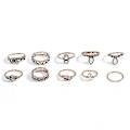 Miniatyrbillede 2 af 4: 10 stk Kvinders Punk Vintage Hule Blomster smykker Midi Knuckle Ringe Sæt Silver