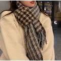 Miniatyrbild 4 av 4: Houndstooth rutig scarf höst och vinter student sjal matchande varm scarf (brun)