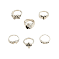 Pikkukuva 1 / 5: 6 kpl / set Muoti Sormus Retro Pinottava metalliseos Butterfly Design Sormus Sormus Korut Asusteet