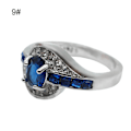 Miniatyrbild 2 av 5: Ring Elegant reptålig legering blå rhinestone ring för semester 7