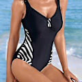 Miniatyrbillede 2 af 5: plus Størrelse Kvinder Zebra Print Monokini Badedragt Svømmekostume Strandtøj M