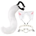 Miniatyrbillede 1 af 5: Cat Ears Pandebånd Hale Læder Halskæde Sæt Cosplay Headpiece Accessories White
