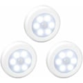 Miniatyrbillede 1 af 5: Trådløs bevægelsessensor LED-lys til skab, trapper, entre, køkken, soveværelse (3 stk) (hvid skal (hvidt lys)