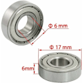 Miniatyrbillede 2 af 5: 606ZZ Deep Groove Kuglelejer 6 x 17 x 6 mm, 10 stk, Miniature Metal Dobbeltskærmede Kuglelejer, Velegnet til Skateboa