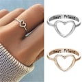 Miniatyrbild 2 av 5: Kvinnors ring slitstark enkel design legering ihålig hjärtform fingerring för fest Golden US 9