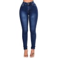 Miniatyrbild 1 av 3: Skinny High Waist Stretch Jeans för kvinnor Dark blue 3XL