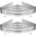 Miniatyrbillede 1 af 5: Hjørnebrusereol, badeværelseshylde uden boring, opbevaringsstativ i aluminium (lys, dobbelt lag)