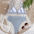 Miniatyrbild 3 av 4: dam Baddräkt Hög midja Push Up Bikini Set Badkläder Baddräkt Strandkläder Blue L