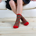 Miniatyrbild 2 av 3: Christmas Lady Soft Fluffy Bed Sovstrumpor Red Green Striped 2 Pairs