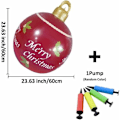 Miniatyrbillede 2 af 5: -Kæmpe julekugle 60 cm oppustelig julekugle juleballoner med pumpe PVC udendørs julepynt til hjemmets træhave græsplæne (J)