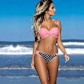 Miniatyrbild 1 av 2: kvinnor Sexig Bikini Set Push Up BH Badkläder Baddräkt Baddräkt Strandkläder Simdräkt Pink Dot XL