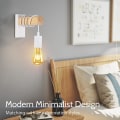 Miniatyrbillede 4 af 4: Retro væglampe, trævæglampe, justerbar kabellængde, velegnet til entre, hjem, bar, cafe, soveværelse, stue (hvid, uden pære),