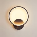 Miniatyrbillede 1 af 5: LED væglampe, vægdekoration til altan/stue/trappe/soveværelse/børnenes soveværelse (sort rundt, monokromt hvidt lys)