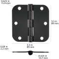 Pikkukuva 5 / 5: 3,5" x 3,5" pyöreät oven saranat, 10 kpl, mattamusta