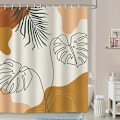 Miniatyrbillede 1 af 4: Minimalistisk Boho Tropical Leaves Badeforhæng 180 x 180 cm Badeforhæng Polyester Stof Meldug resistent Vandtæt