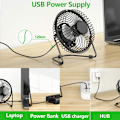 Pikkukuva 4 / 5: Mini- USB tuuletin, 360 asteen kierto, 4 tuuman kannettava, hiljainen pöytätuuletin toimistoon, lastenrattaat, koti, toimisto, retkeily, matkustaminen -
