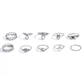 Pikkukuva 2 / 5: 10kpl/ set Retro Boho Elephant Flower Moon Bove Knuckle Midi Finger Ring Korut Gold