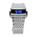 Alloy LED Digital Display Snabbkoppling Herrklocka Silver Blått Ljus Business Vardag