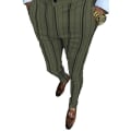 Pikkukuva 1 / 2: Miesten raidalliset täyspitkät lyijykynähousut Army Green 2XL