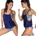 Pikkukuva 2 / 3: naiset Sexy Sporty Tankini Set Bikinit Uimapuvut Uimapuku Loma Rantavaatteet Uimapuku Uimapuku Navy Blue M