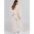 Miniatyrbillede 4 af 4: Dames 2-delt outfit sweatsuit sæt oversized halv lynlås sweatshirt brede ben sweatpants lounge sæt træningsdragt XL