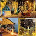 Miniatyrbillede 5 af 5: Gardinlys, 600 LED-strenglys 6mx3m, 8 lystilstande, lavspænding 31V, vinduesdekoration, jul, bryllup, B