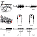 Miniatyrbillede 2 af 5: Piao 110lb Kapacitet Næsten universal justerbar cykellaststativ Cykeludstyrsstativ Fodstativ Cykelbagagebærerstativer med reflekterende logo