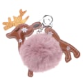Miniatyrbillede 4 af 5: Christmas Elk Pompon Nøgleringe Delikat Bedårende Fluffy Ball Nøgleringe Håndtaske hængende vedhæng (lysegrå) Pink