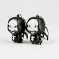 Miniatyrbillede 4 af 4: Led lommelygte nøglering med lyd Halloween spøgelsesformede nøgleringe Taske Pandent (røde øjne)