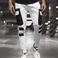 Miniatyrbillede 1 af 4: Colorblock Cargo joggerbukser til mænd White L