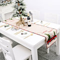 Miniatyrbillede 3 af 5: Julebordløber julepynt - rød lastbil julebordløber, glædelig jul broderet bordløber