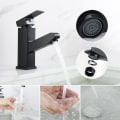 Miniatyrbillede 2 af 5: Sort håndvask Stålhane med udtrækskrom Moderne vandhane til badeværelsesvask og toiletarmatur Velegnet til badeværelse