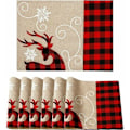 Pikkukuva 1 / 5: Set 6 set , pöytämatot ruokapöytämatto Lämmönkestävä joulupöytäkoristelu Deer Design 45 x
