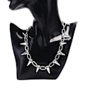 Miniatyrbillede 1 af 3: Ny Spike Rivet Punk Halskæde Goth Rock Biker Link Chain Choker smykker Hfmqv Silver