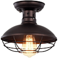 Miniatyrbillede 1 af 5: Attic sort shell loftslampe, amerikansk retro industriel stil indendørs loftslampe, velegnet til E27 pærer, velegnet